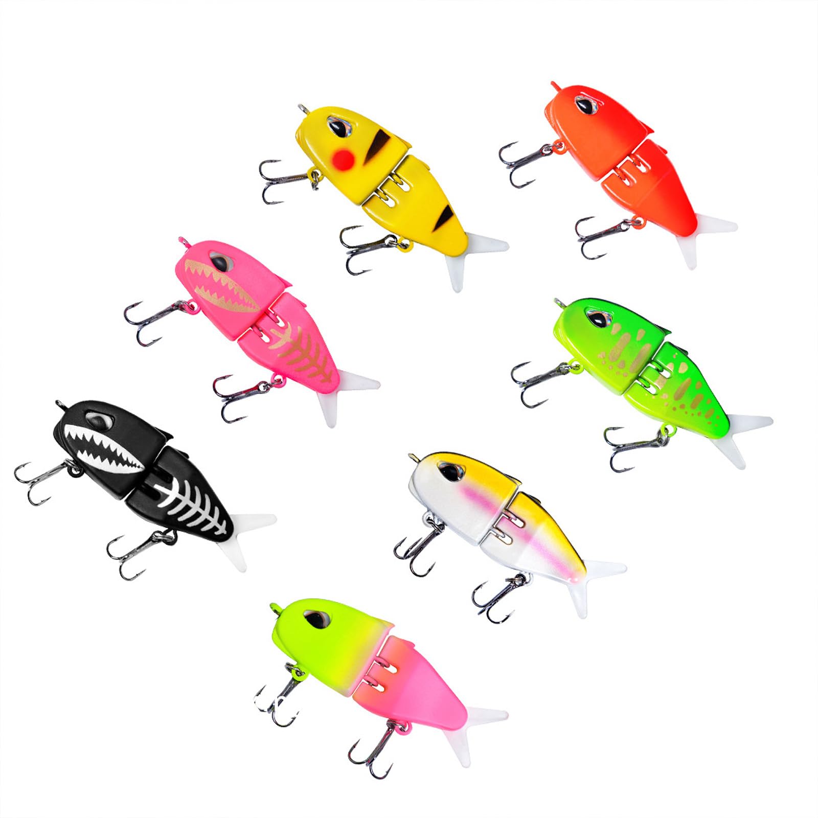 Eastrpupira 7 Pack Mini Glide Bait, Raptor Glide Bait, Swimbait Fishing Lures for Freshwater and Saltwater, Amazing Fishing Gear Present for Family