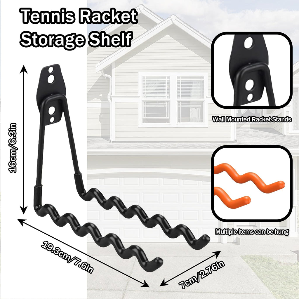 Eastrpupira 2 Pack Wall-Mounted Tennis Racket Storage Rack Display Stand, Badminton Racket Stand, Suitable for Badminton Rackets, Tennis Rackets
