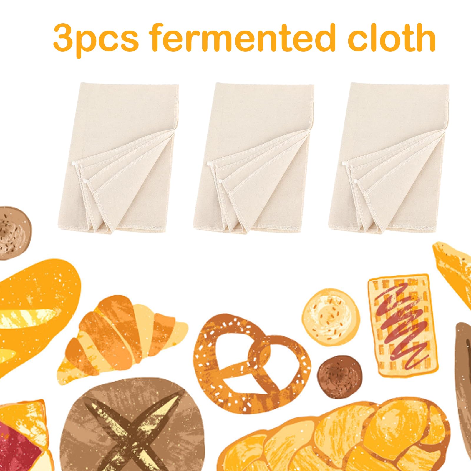 Eastrpupira 3Pcs Linen Cloth for Bread Baking 14x18 Inches Tea Towels for Baking Sourdough Bread Proofing Towel Pastry Cloth for Dough, Baguettes, Loaves, Pastry, Homemade Bread