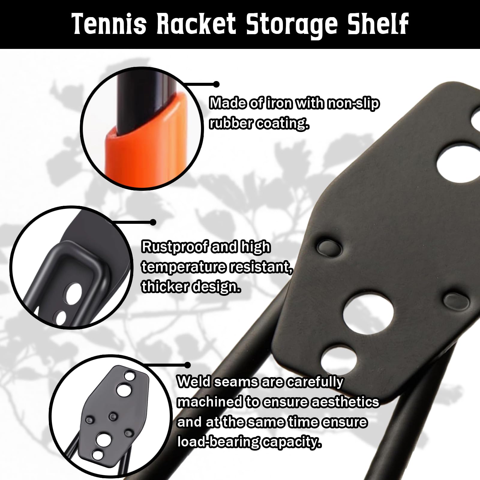 Eastrpupira 2 Pack Wall-Mounted Tennis Racket Storage Rack Display Stand, Badminton Racket Stand, Suitable for Badminton Rackets, Tennis Rackets