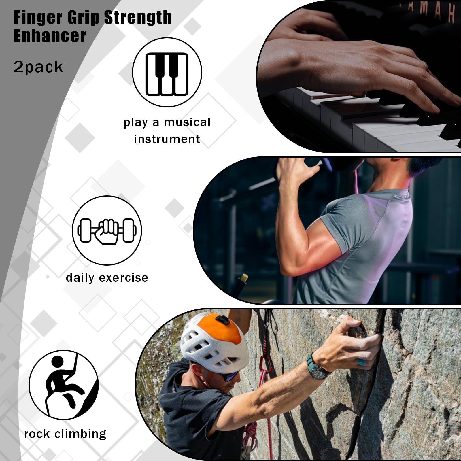 Eastrpupira 2 Pack Finger Grip Strengthener, Finger Strengthener, Finger Strength Trainer, Adjustable Hand Grip Strengthener, Grip Strength Trainer Ball