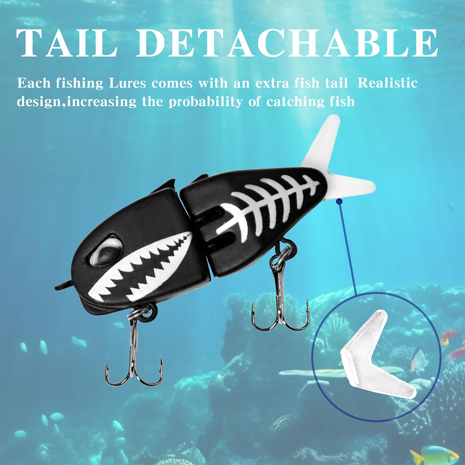 Eastrpupira 7 Pack Mini Glide Bait, Raptor Glide Bait, Swimbait Fishing Lures for Freshwater and Saltwater, Amazing Fishing Gear Present for Family