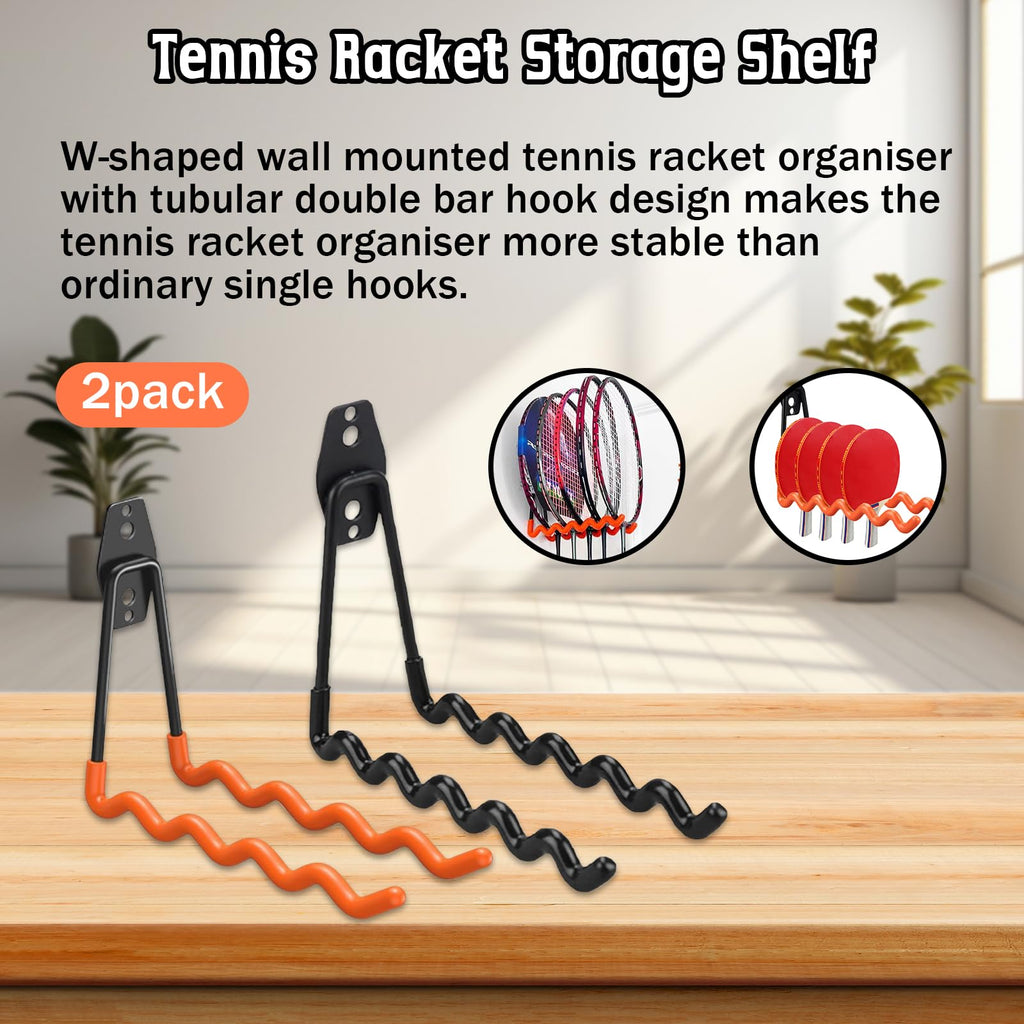 Eastrpupira 2 Pack Wall-Mounted Tennis Racket Storage Rack Display Stand, Badminton Racket Stand, Suitable for Badminton Rackets, Tennis Rackets