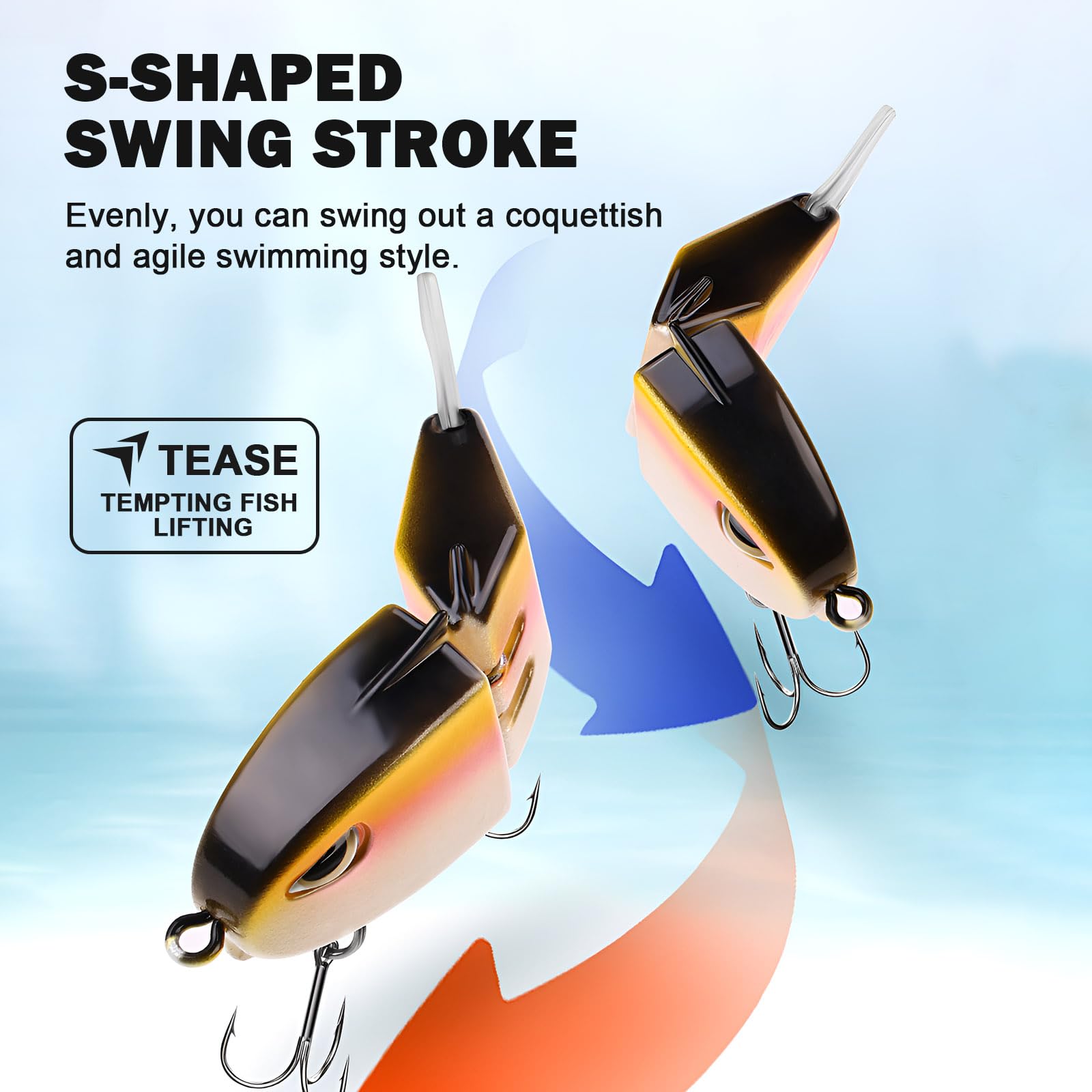 Eastrpupira 2 Pack Mini Glide Bait, Raptor Fishing Lure, Mini Swimbait, Glide Baits for Bass Amazing Fishing Gear Gifts for Family