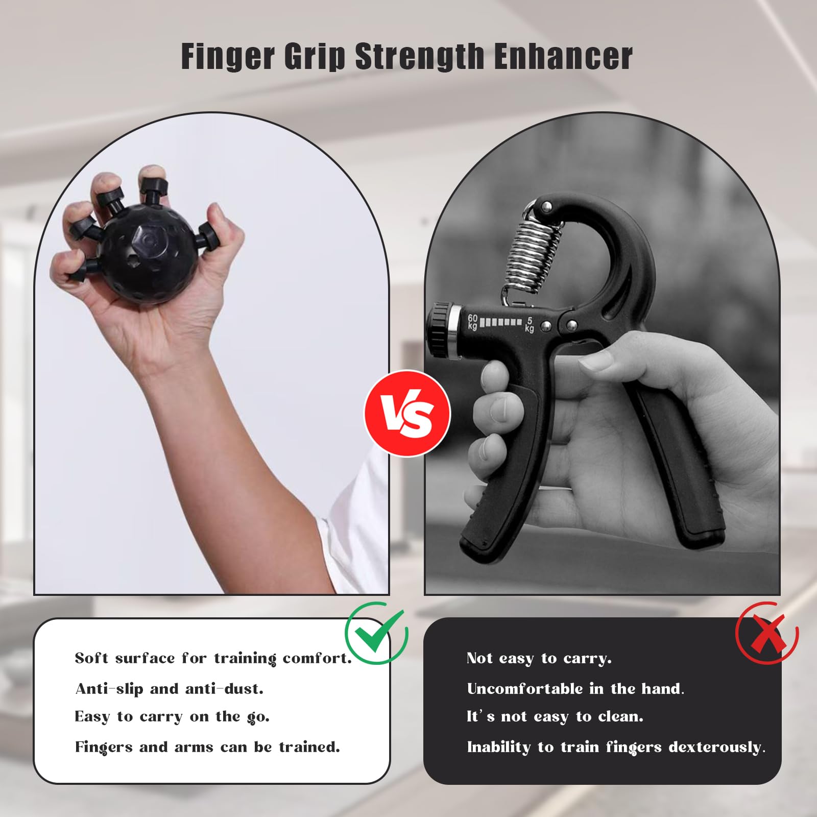 Eastrpupira 2 Pack Finger Grip Strengthener, Finger Strengthener, Finger Strength Trainer, Adjustable Hand Grip Strengthener, Grip Strength Trainer Ball