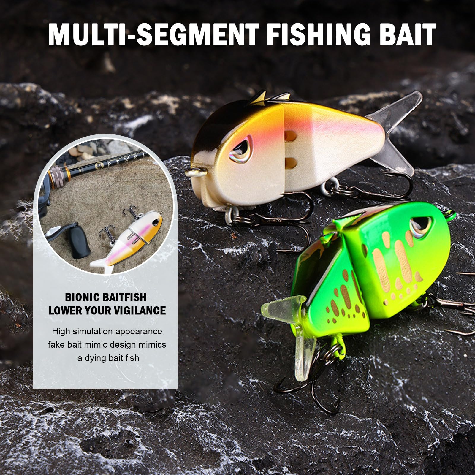 Eastrpupira 2 Pack Mini Glide Bait, Raptor Fishing Lure, Mini Swimbait, Glide Baits for Bass Amazing Fishing Gear Gifts for Family