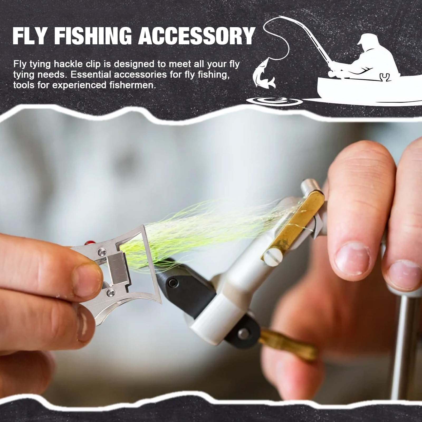 Eastrpupira Fly Tying Hackle Clamp, Metal Feather Pliers Fly Tying Hackle Clip, Feather Pliers Accessories for Lure Making Supplies Angler Gifts