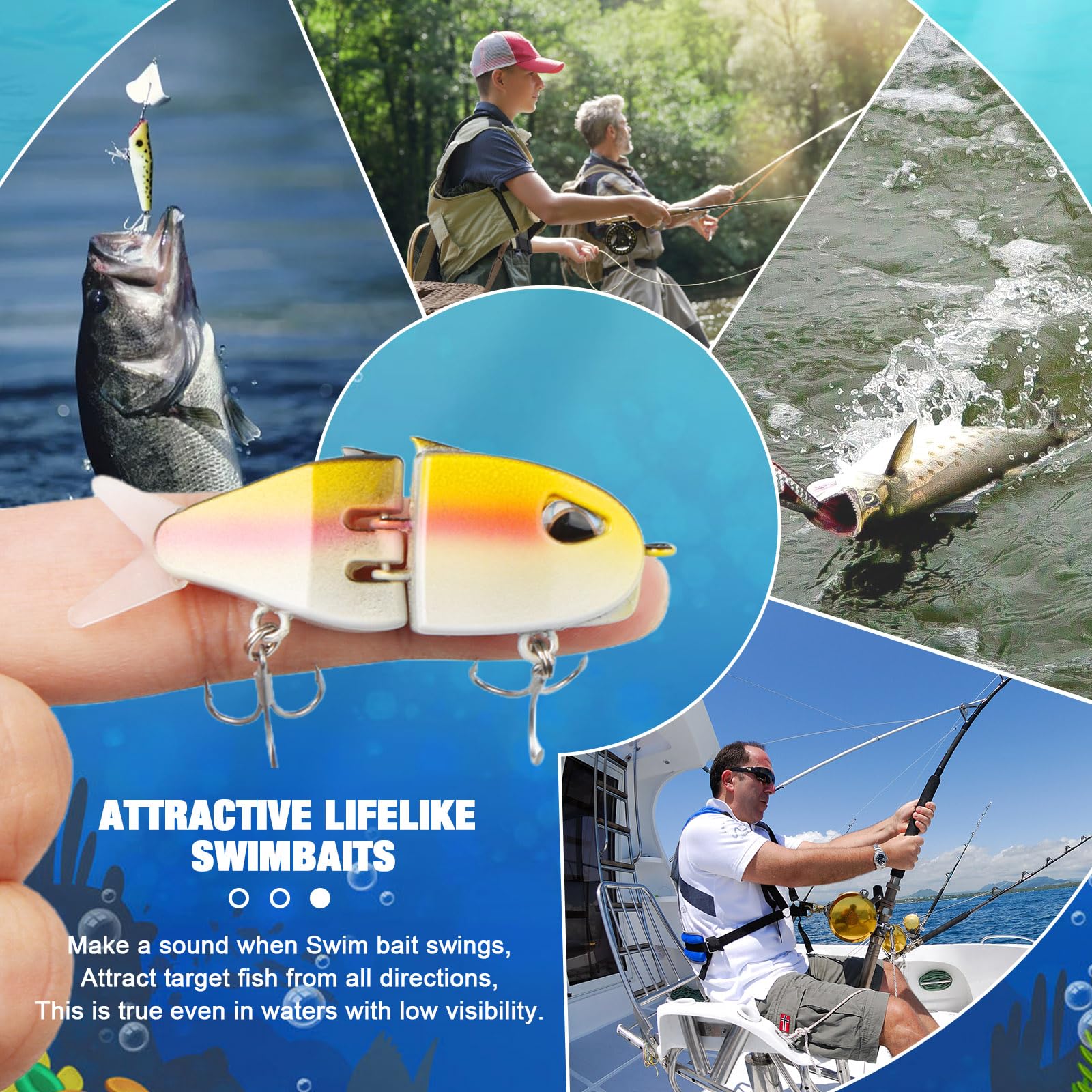 Eastrpupira 2 Pack Mini Glide Bait, Raptor Fishing Lure, Mini Swimbait, Glide Baits for Bass Amazing Fishing Gear Gifts for Family